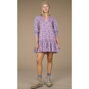 Olivia James the Label Chloe Dress Mini Long Sleeve Size XS Cabin Quilt $216